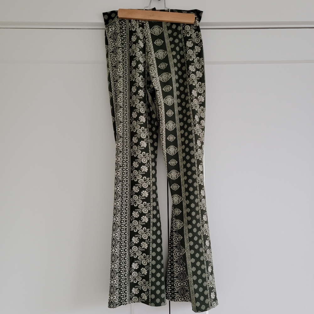 Boho Flared Leg Soft Knit Hugging Pants